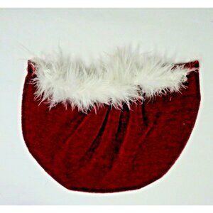 Doll Santa cape Christmas Holiday Velvet Burgundy feather Collar